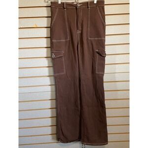 Lilac Sunset Brown Cargo Pants Women's Size 15/16 Contrast‎ Stitching Pockets